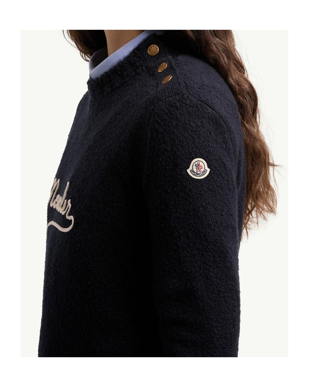 Moncler Blue Embroidered Logo Jumper