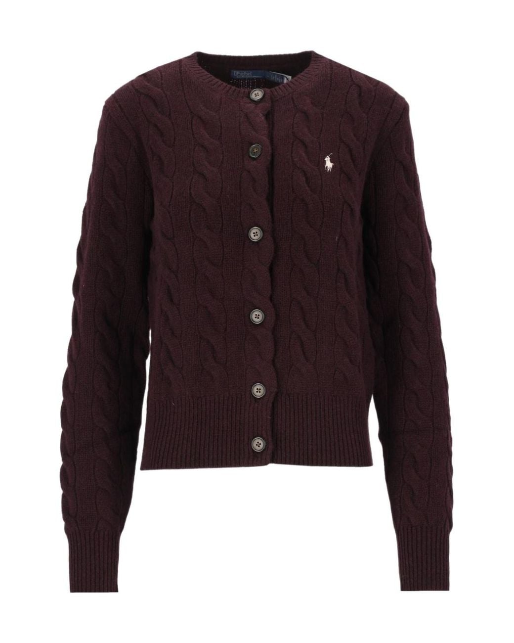 Polo Ralph Lauren Purple Cable-Knit Cardigan