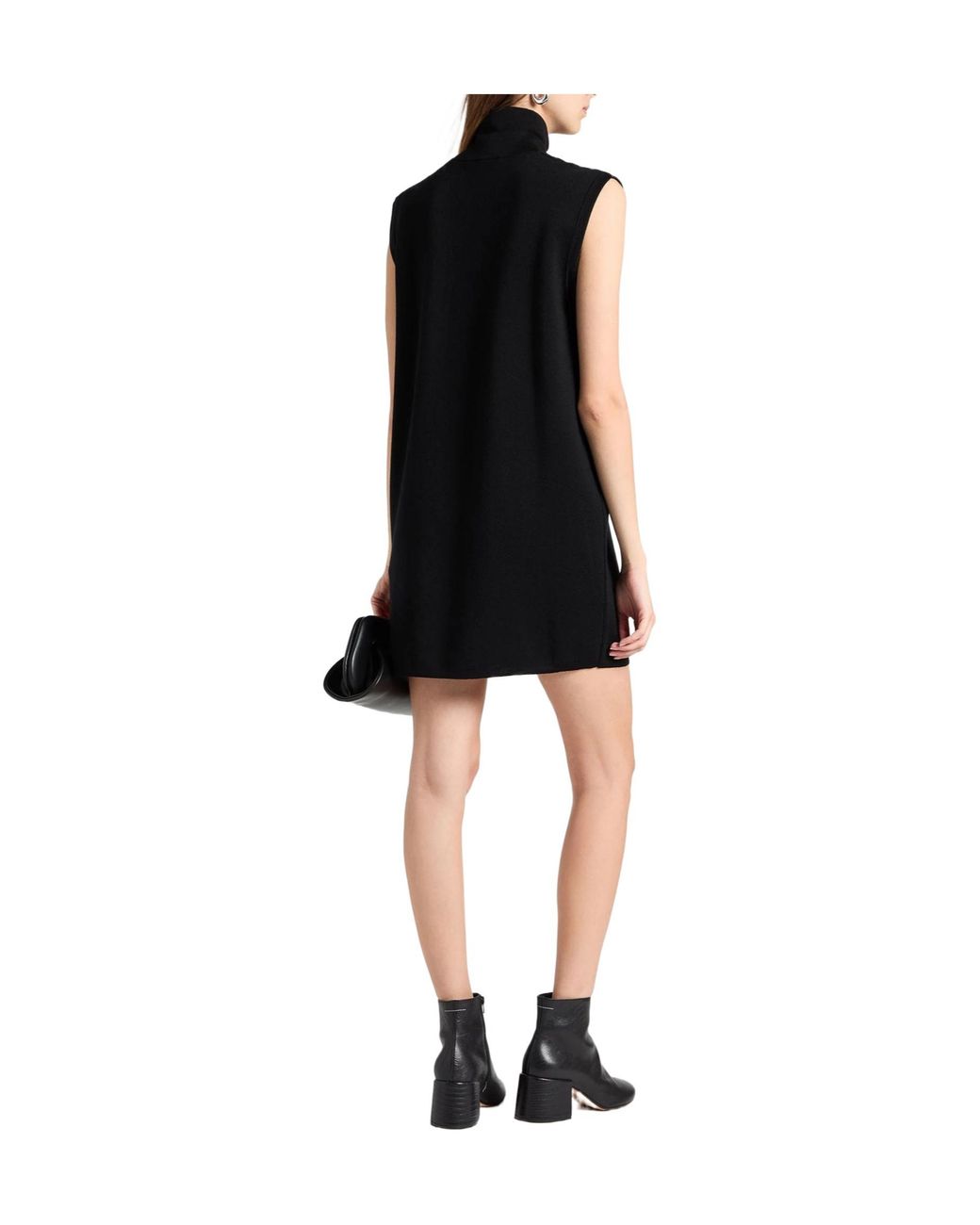 Max Mara Black Solid-Colored Wool Sleeveless Dress