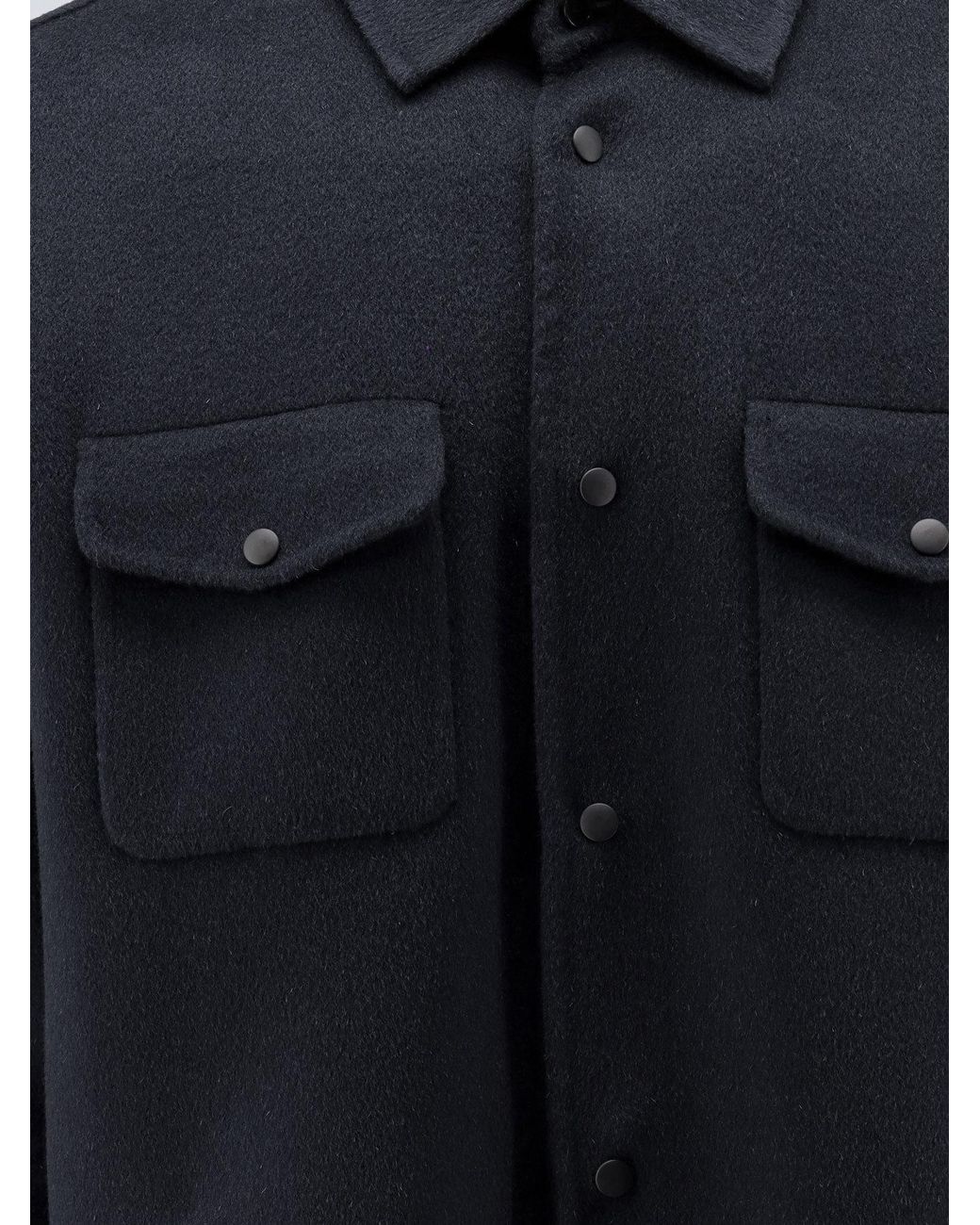 Aspesi Blue Snap-Button Overshirt Jacket for men