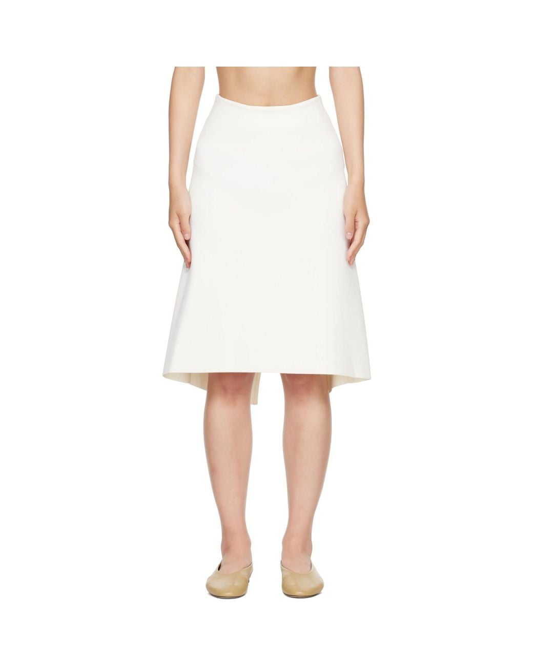 Totême White Buttoned-Back Midi Skirt