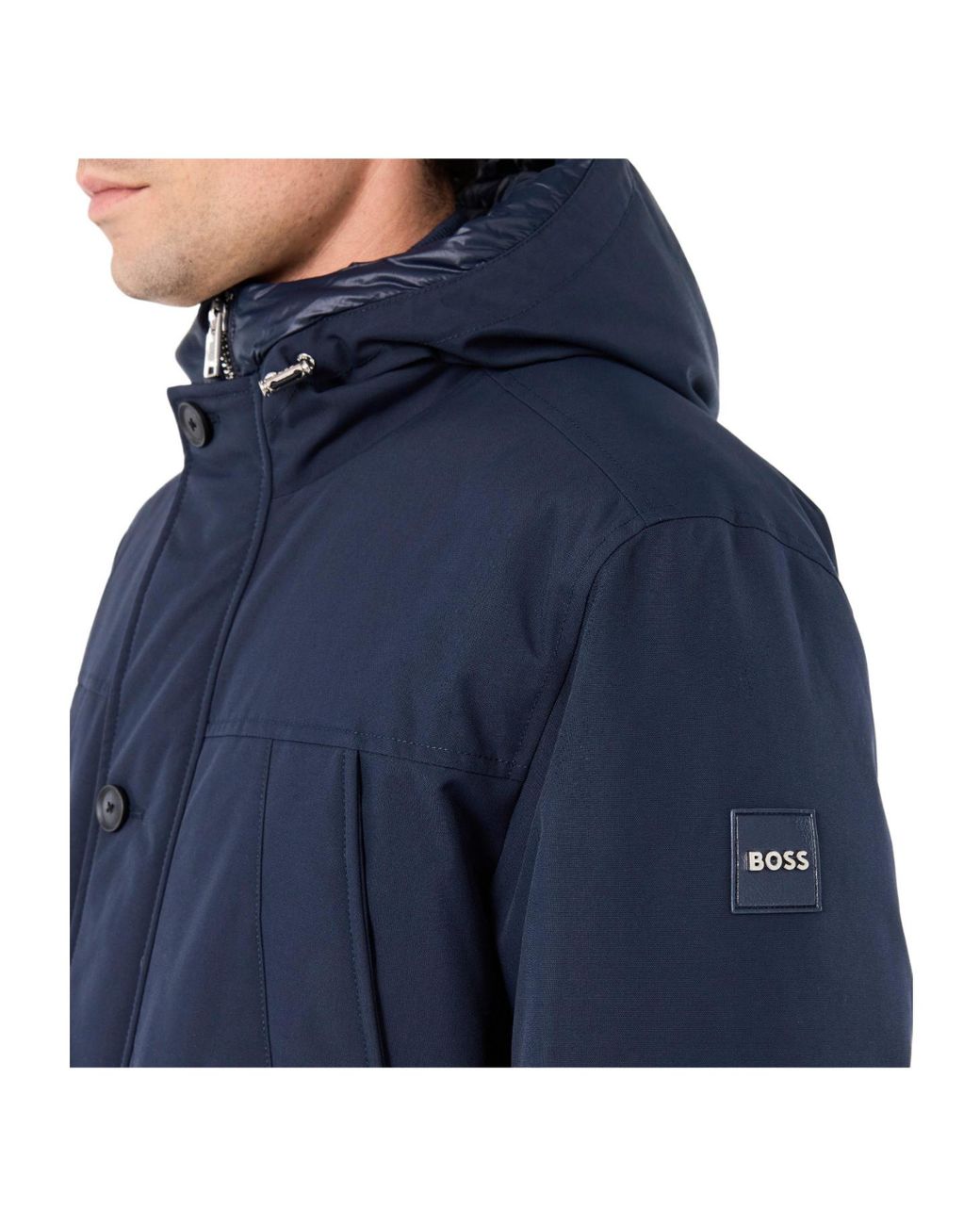 Boss Blue Hooded Long Sleeve Jacket for men