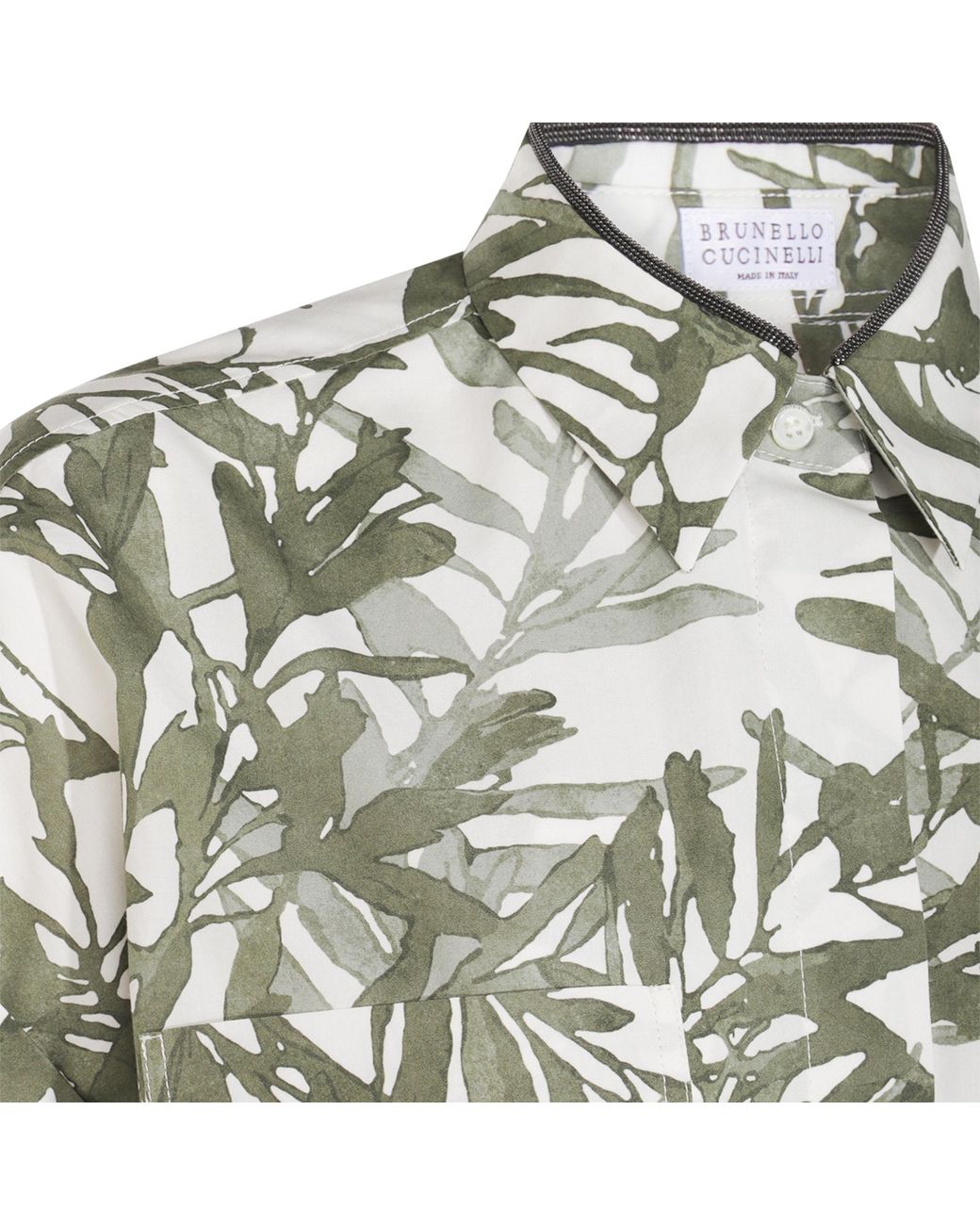 Brunello Cucinelli White Cotton Poplin Herbarium Shirt