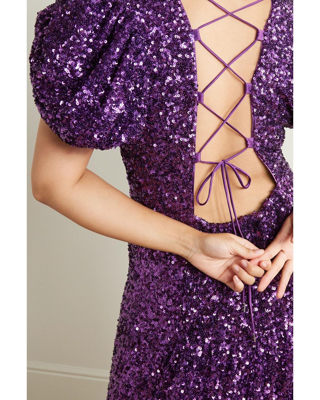 ROTATE BIRGER CHRISTENSEN Purple Backless Sequined Dress