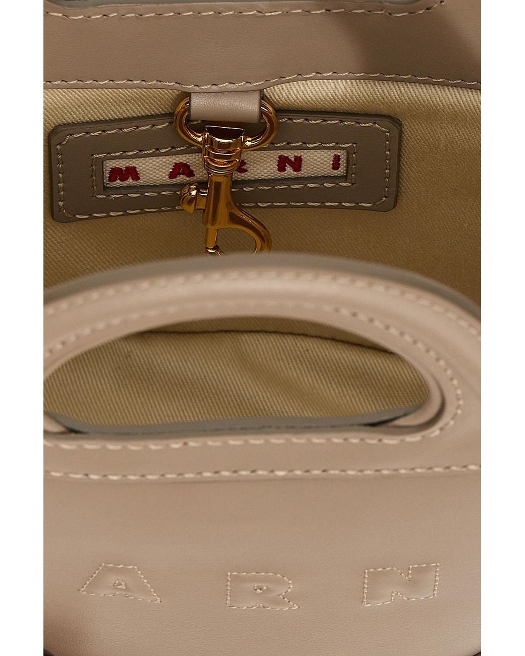 Marni Brown Micro Tropicalia Leather Tote Bag