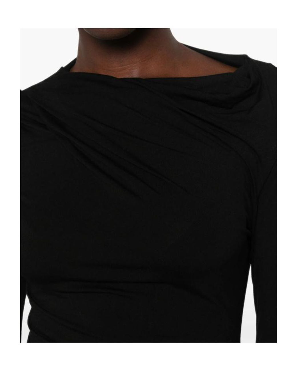Entire studios Black Draped Asymmetric Top