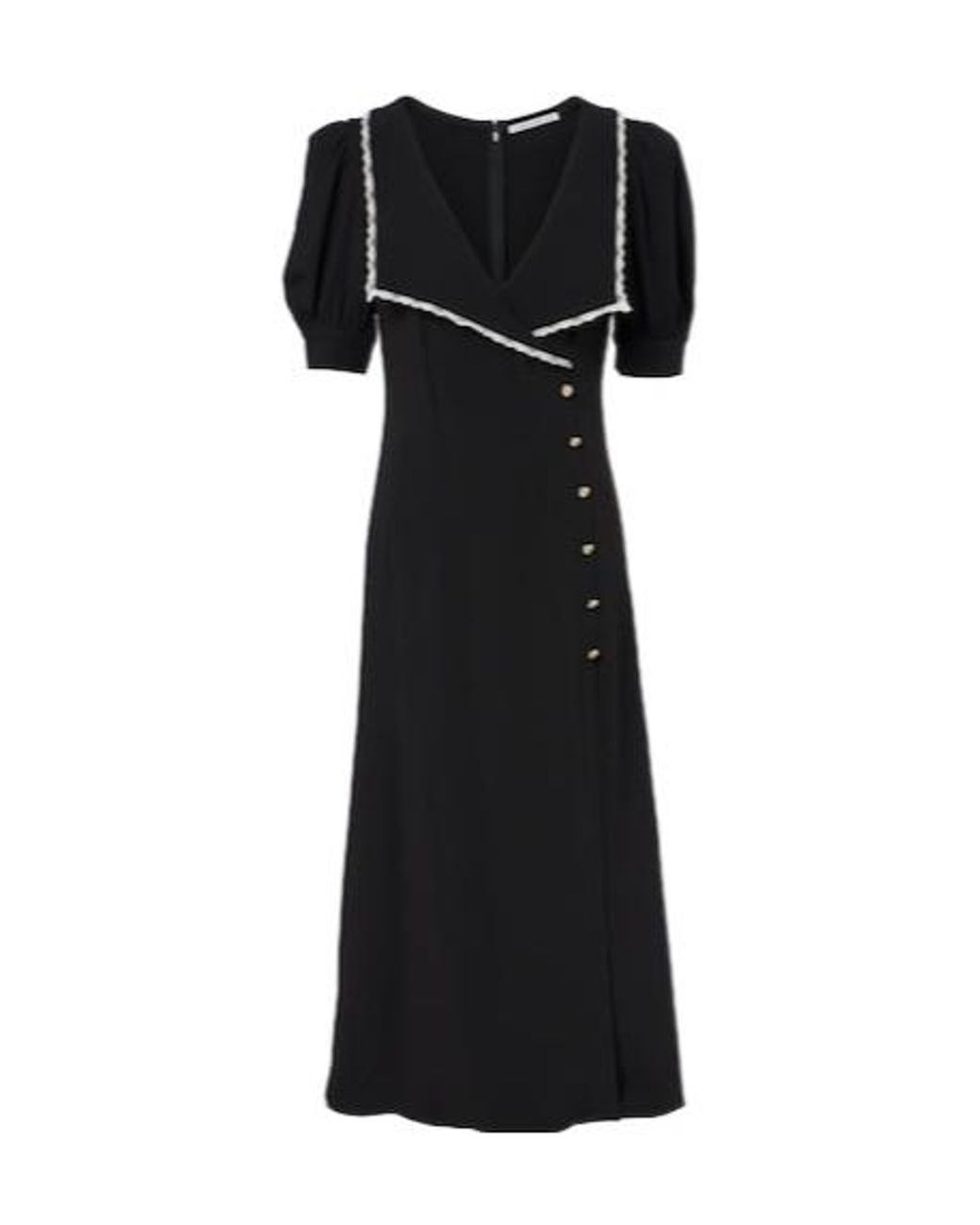 Alessandra Rich Black Lace-Trimmed Cady Midi Dress