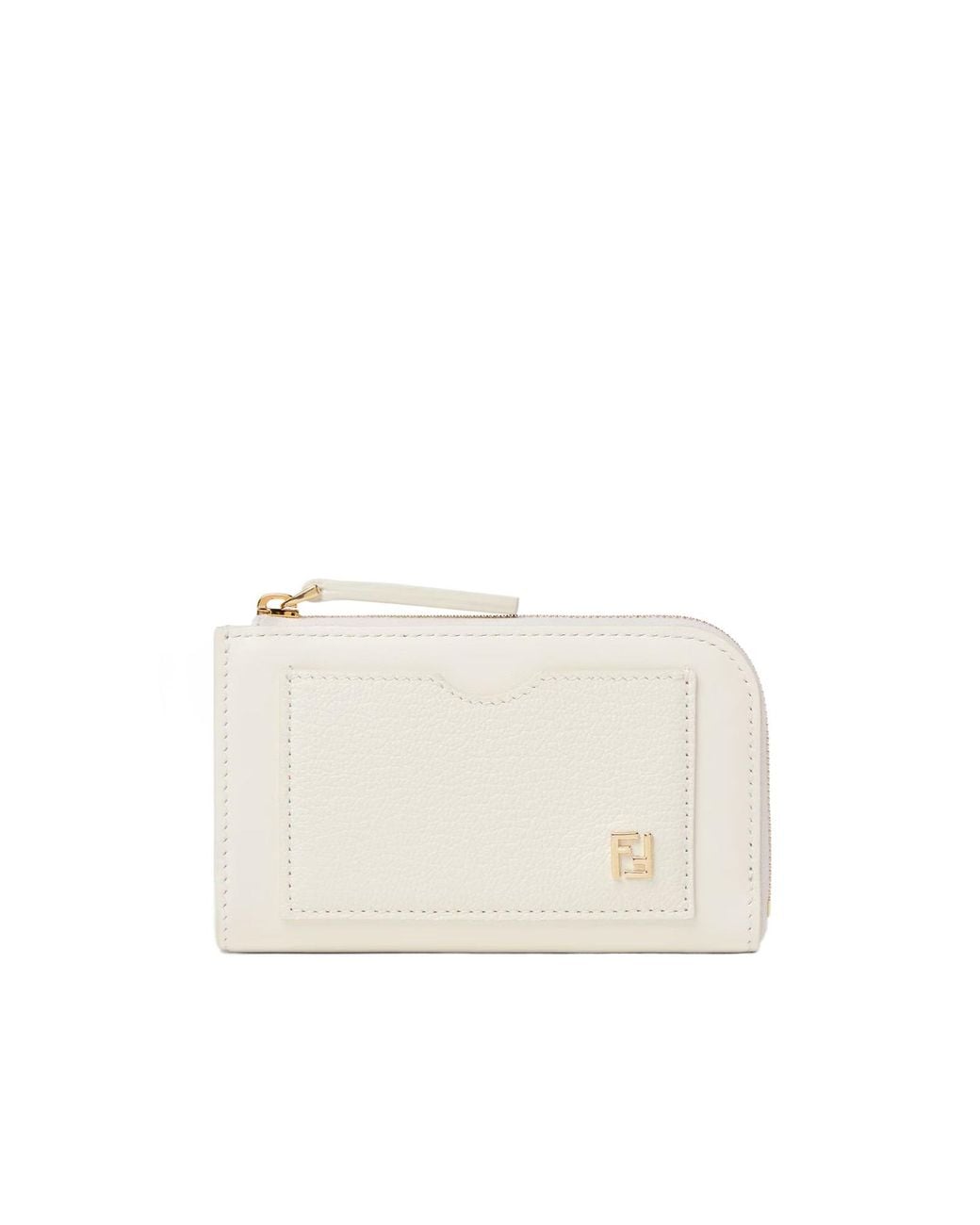 Fendi White Ff Card Case Pouch