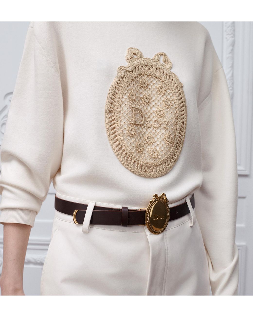 Dior White Iviera Médaillon Sweater