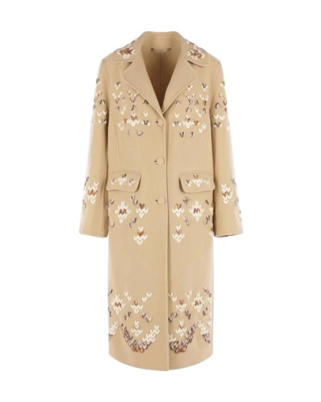 Ermanno Scervino Natural Single-Breasted Coat