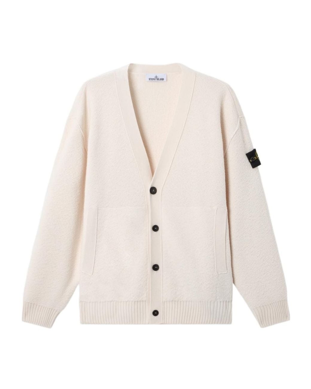 Stone Island Natural Loose-Fit V-Neck Cardigan With Pockets for men