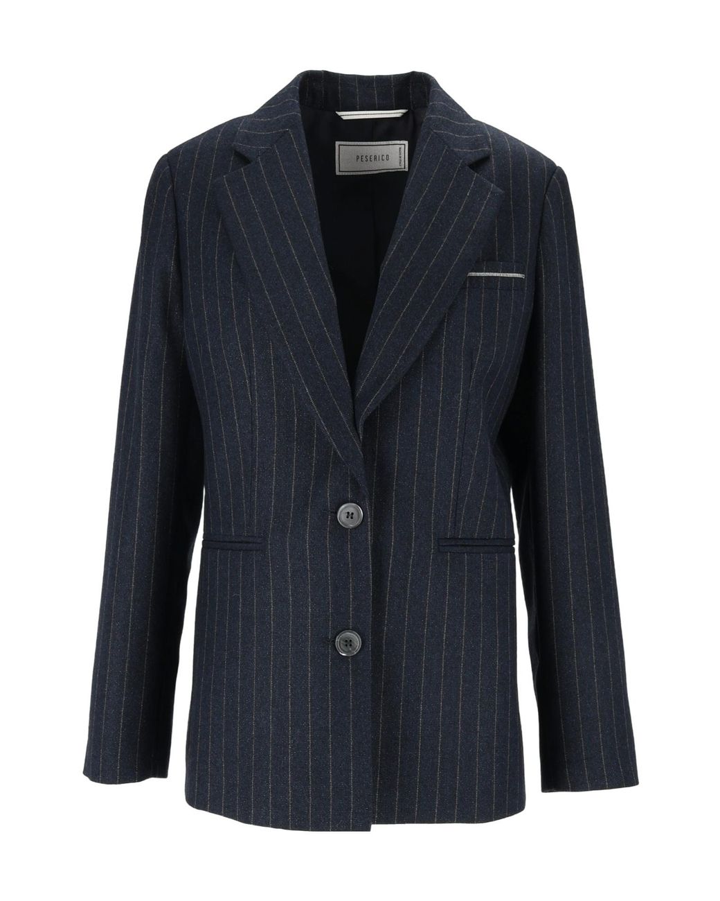 Peserico Blue Single-Breasted Striped Blazer
