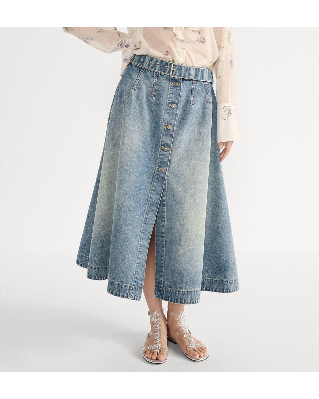 Dior Blue Mid-Length Flared Skirt
