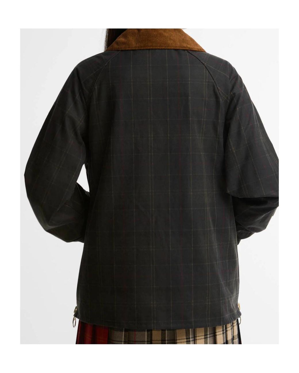 Barbour Black Marena Check Waxed Jacket