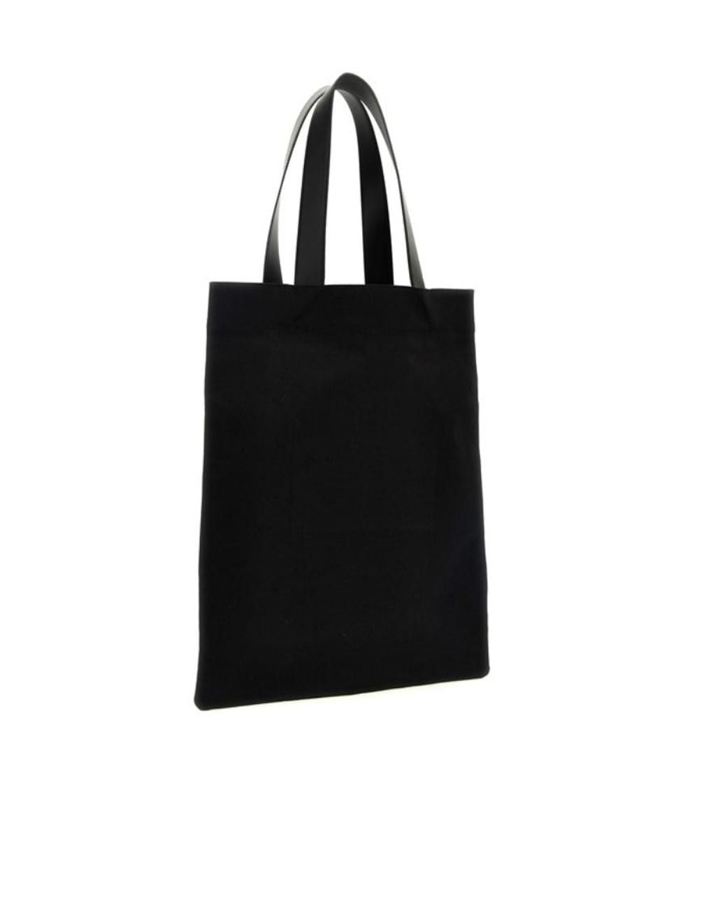 Jil Sander Black Logo Printed Medium Flat Shopper Bag