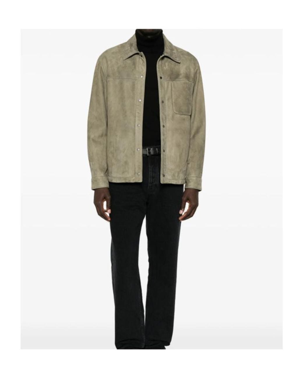 Salvatore Santoro Green Suede Press-Stud Jacket for men