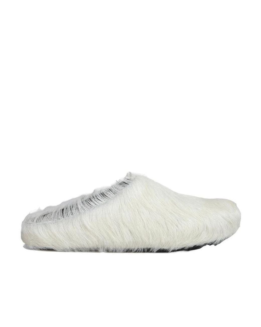 Marni White Round Toe Slip-On Slippers for men