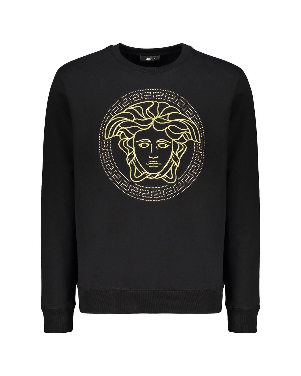 Versace Black Logo Detail Cotton Sweatshirt for men
