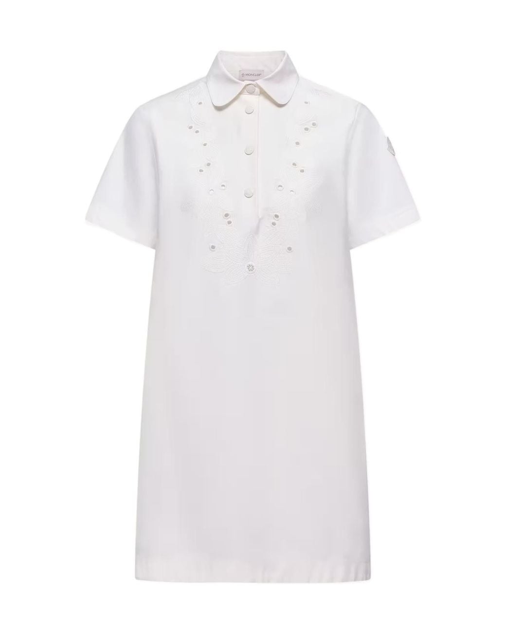 Moncler White Embroidered Shirt Dress