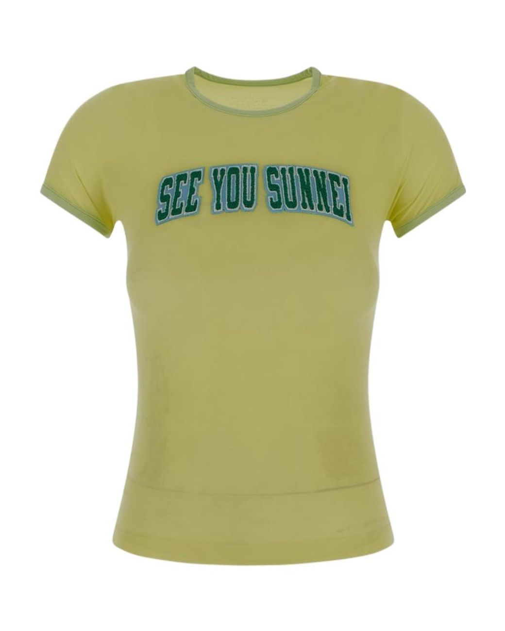 Sunnei Green Logo Patch Crewneck T-Shirt