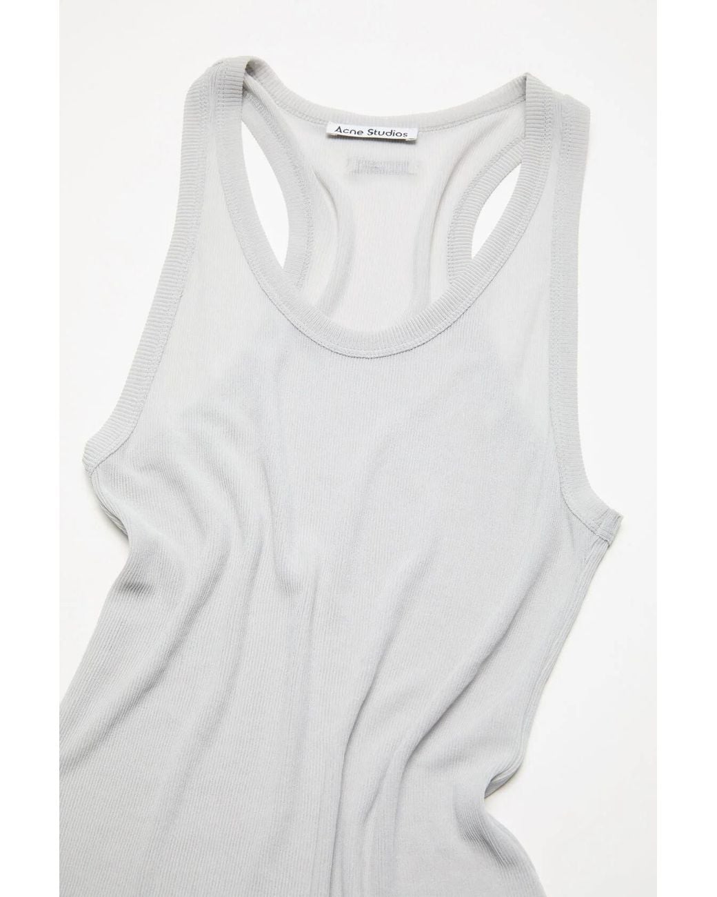 Acne White Ribbed Vest Top