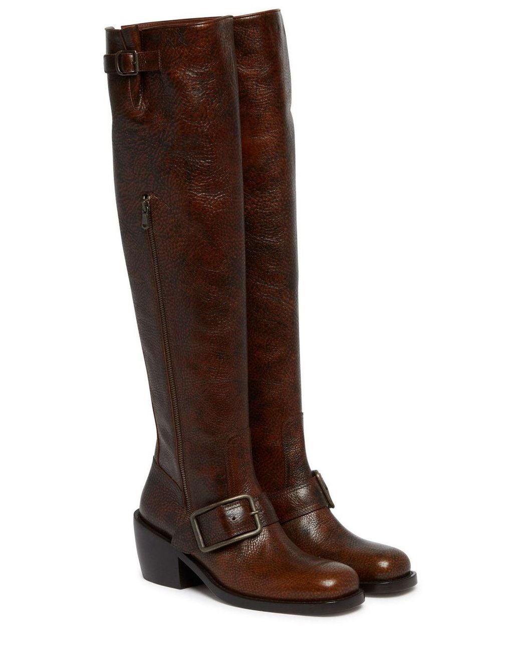 Dries Van Noten Brown Zipped Knee-High Boots