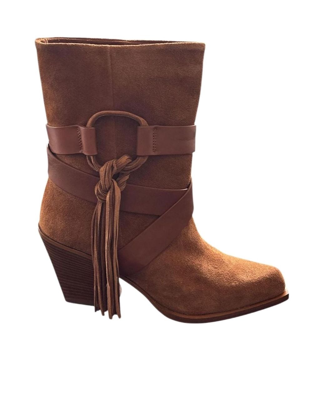 Vic Matié Brown Tassel Strap Ankle Boots