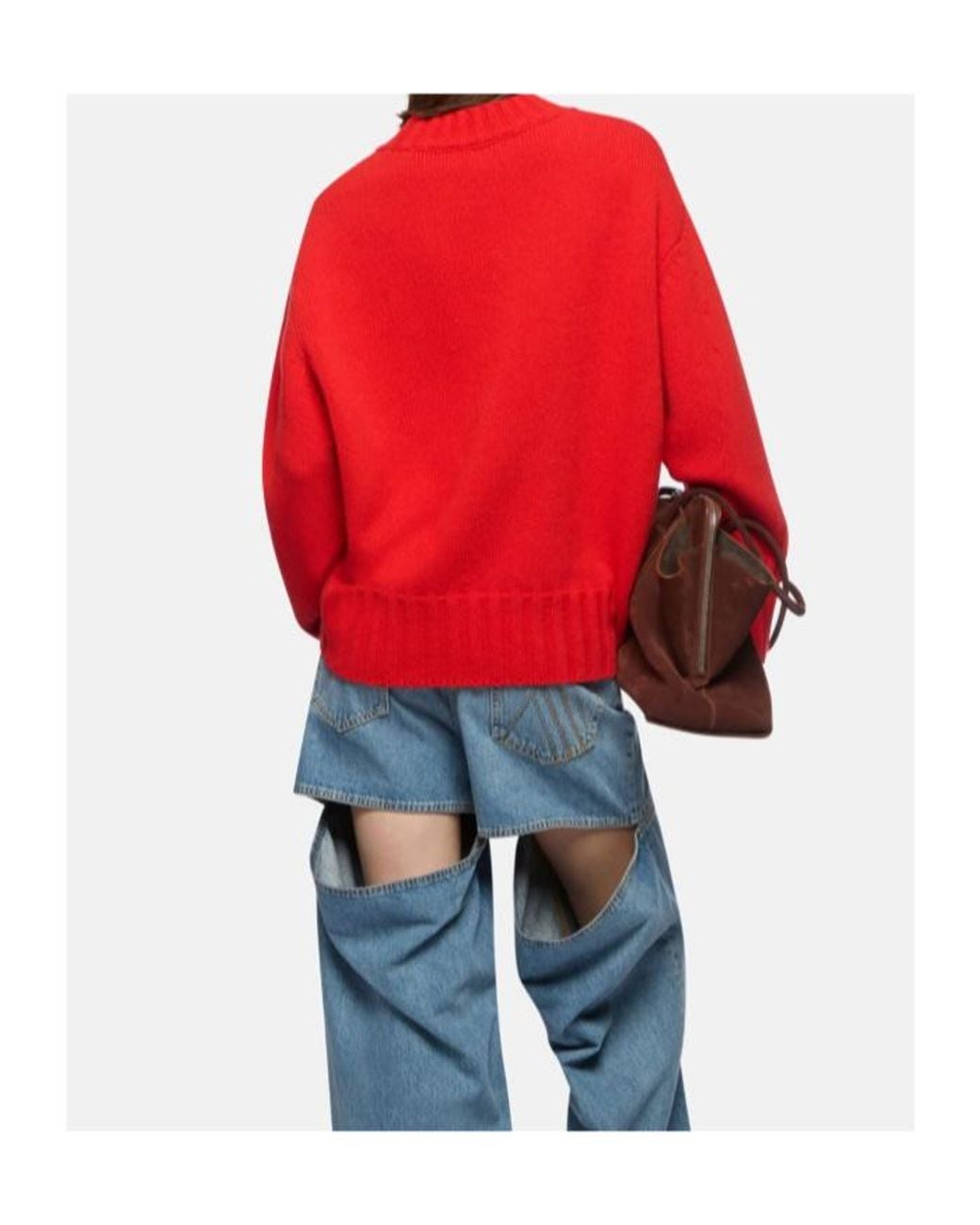 The Attico Red The Asymmetric Hem Knitted Sweater