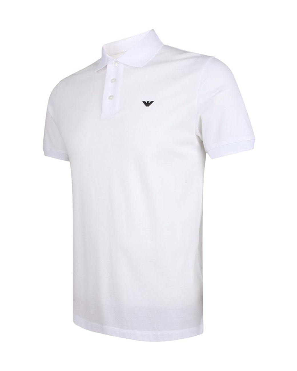 Emporio Armani White Logo-Embroidered Polo Shirt for men