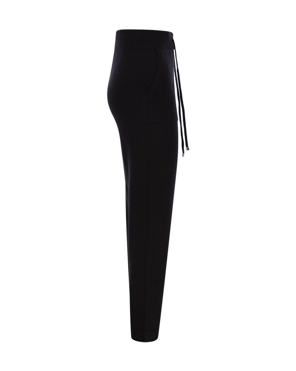 Max Mara Black High Waist Drawstring Knitted Trousers