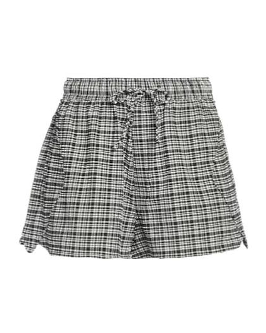 Ganni Gray Plaid Shorts