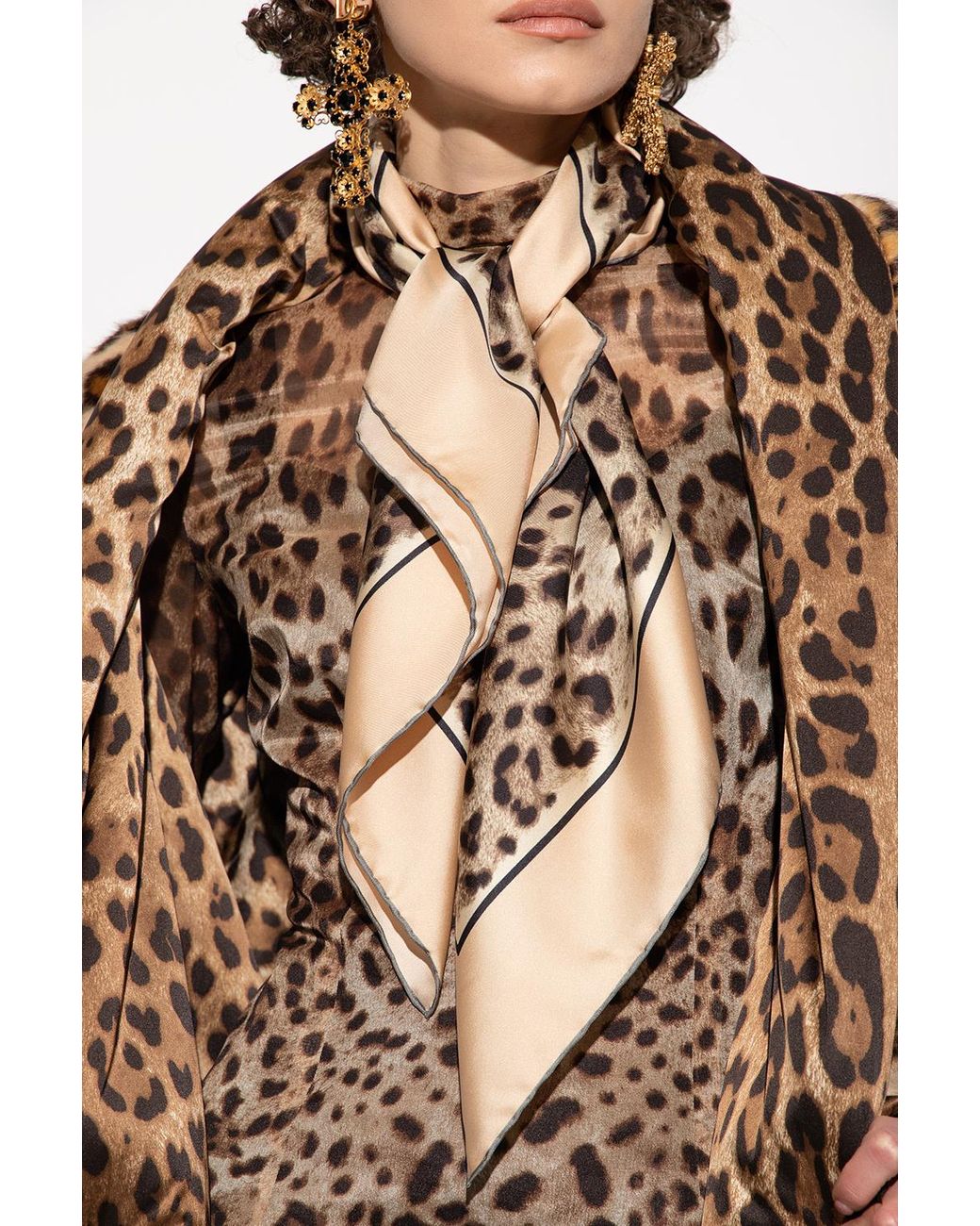Dolce & Gabbana Black Leopard Printed Scarf