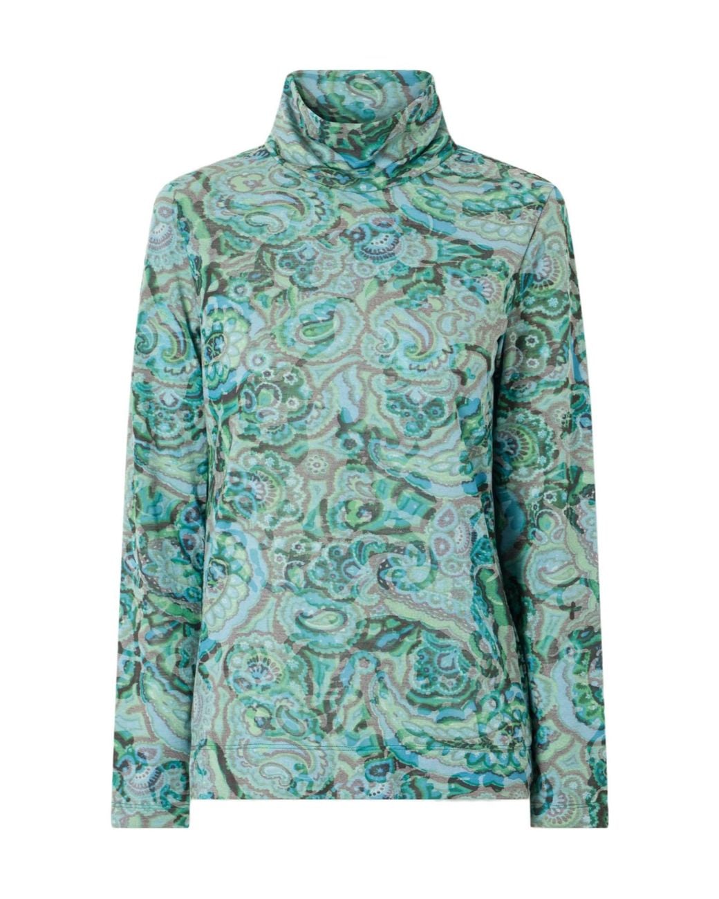Dries Van Noten Green Printed Long Sleeve Top