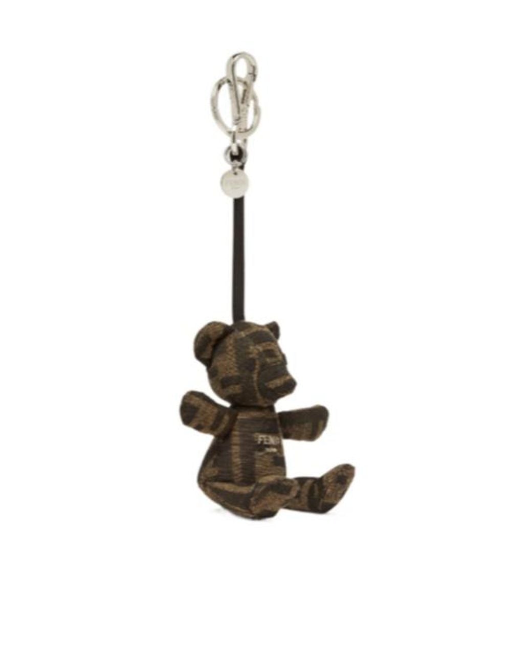 Fendi White Teddy Bear-Shaped Ff Jacquard Key Ring for men