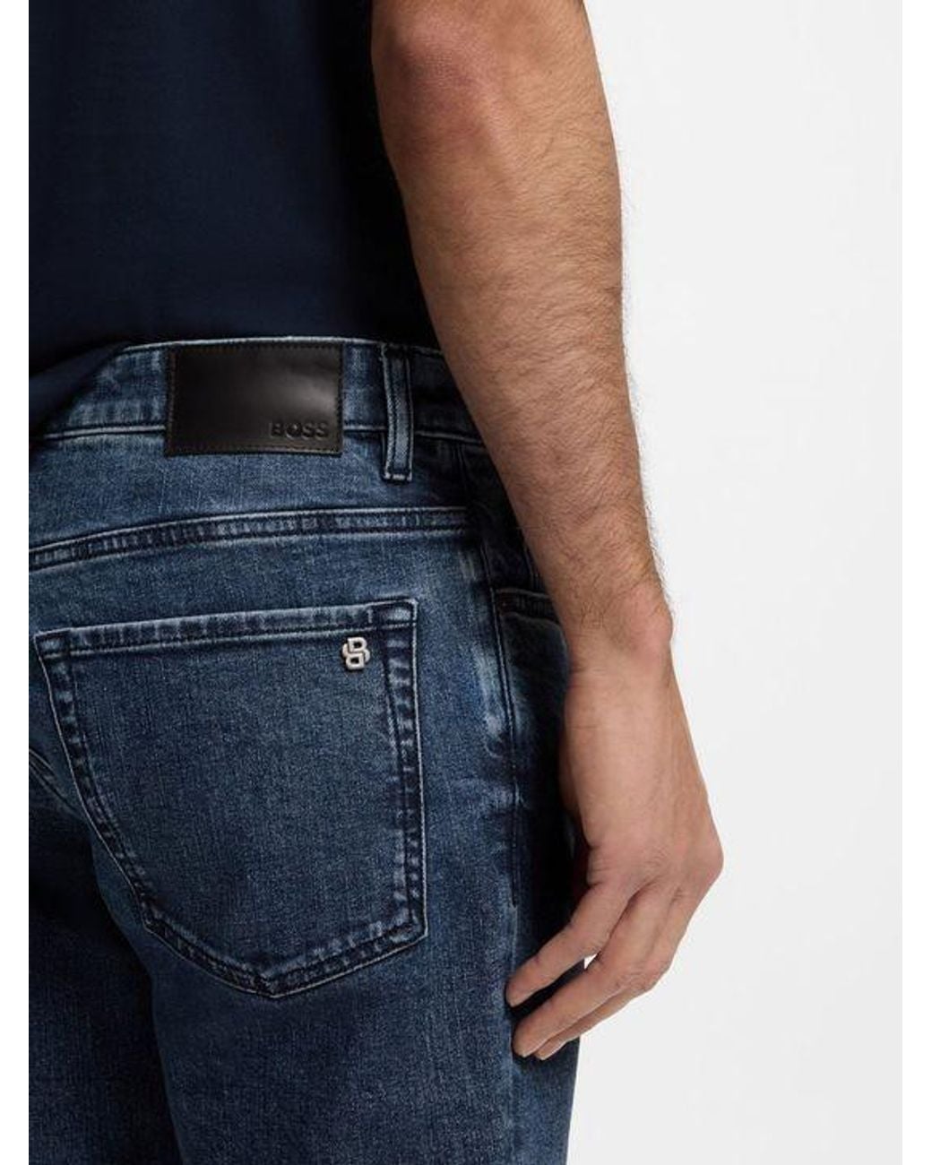 Boss Blue Belt-Loop Jeans for men