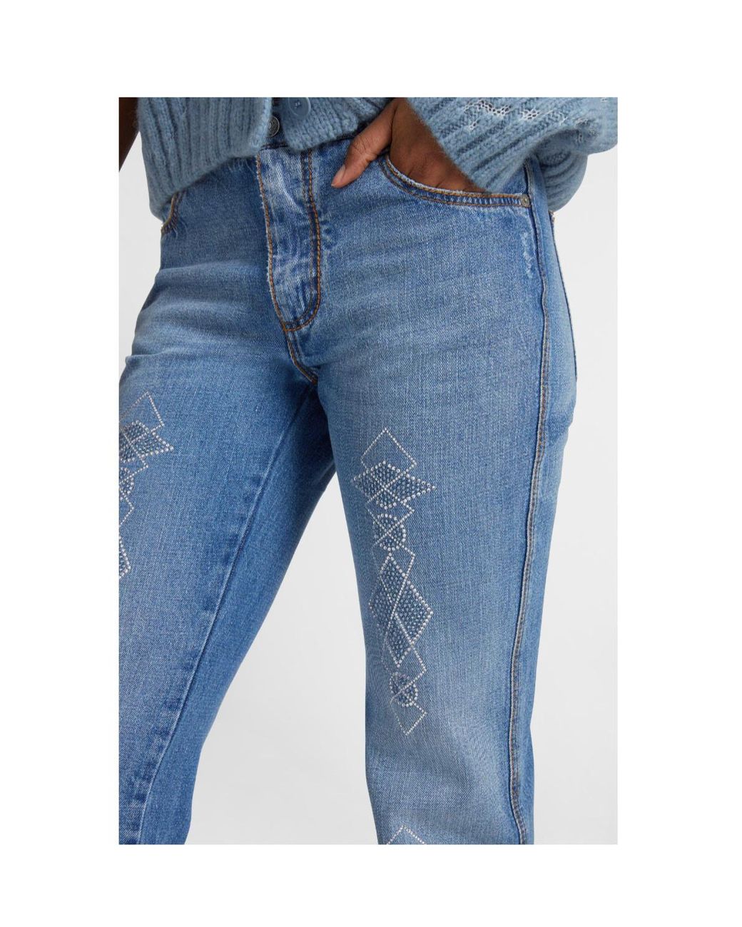Ermanno Scervino Blue Rhinestone-Embellished Jeans