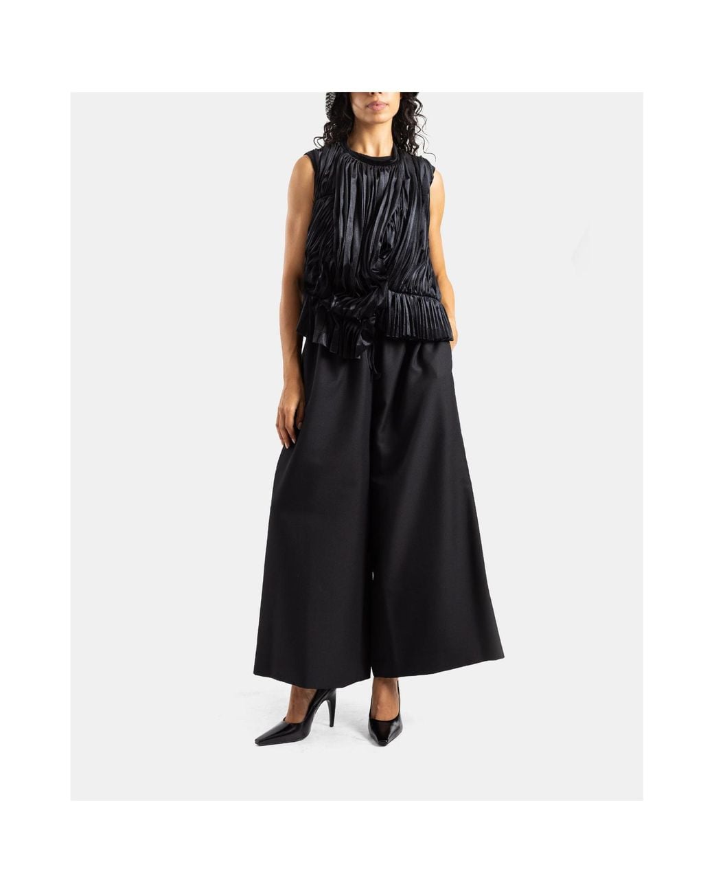 Comme des Garçons Black Comme Des Garçons Sleeveless Draped Pleated Blouse