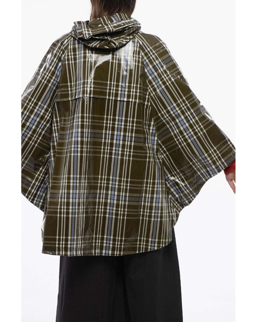 Woolrich Green Hawthorn Check-Pattern Cape