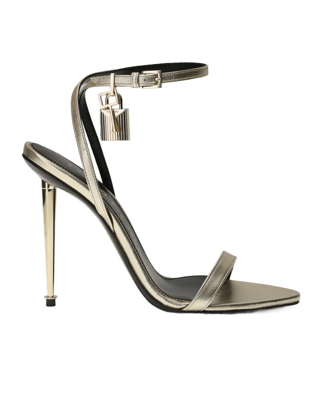 Tom Ford Metallic Laminated Padlock Pointy Sandals