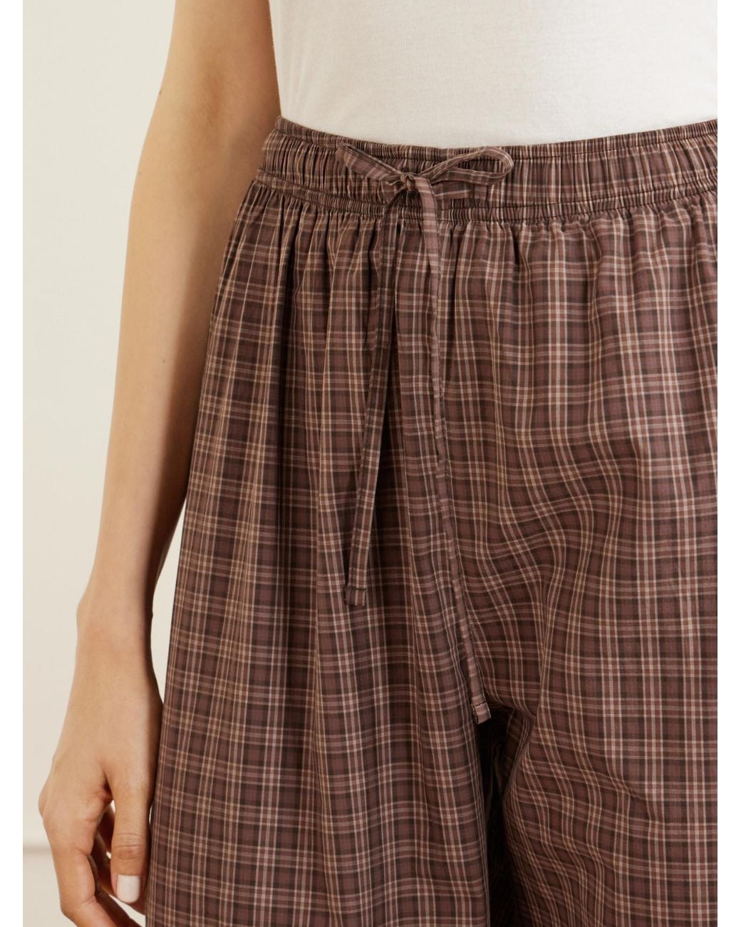 Tekla Brown Comfortable Plaid Pajama Pants