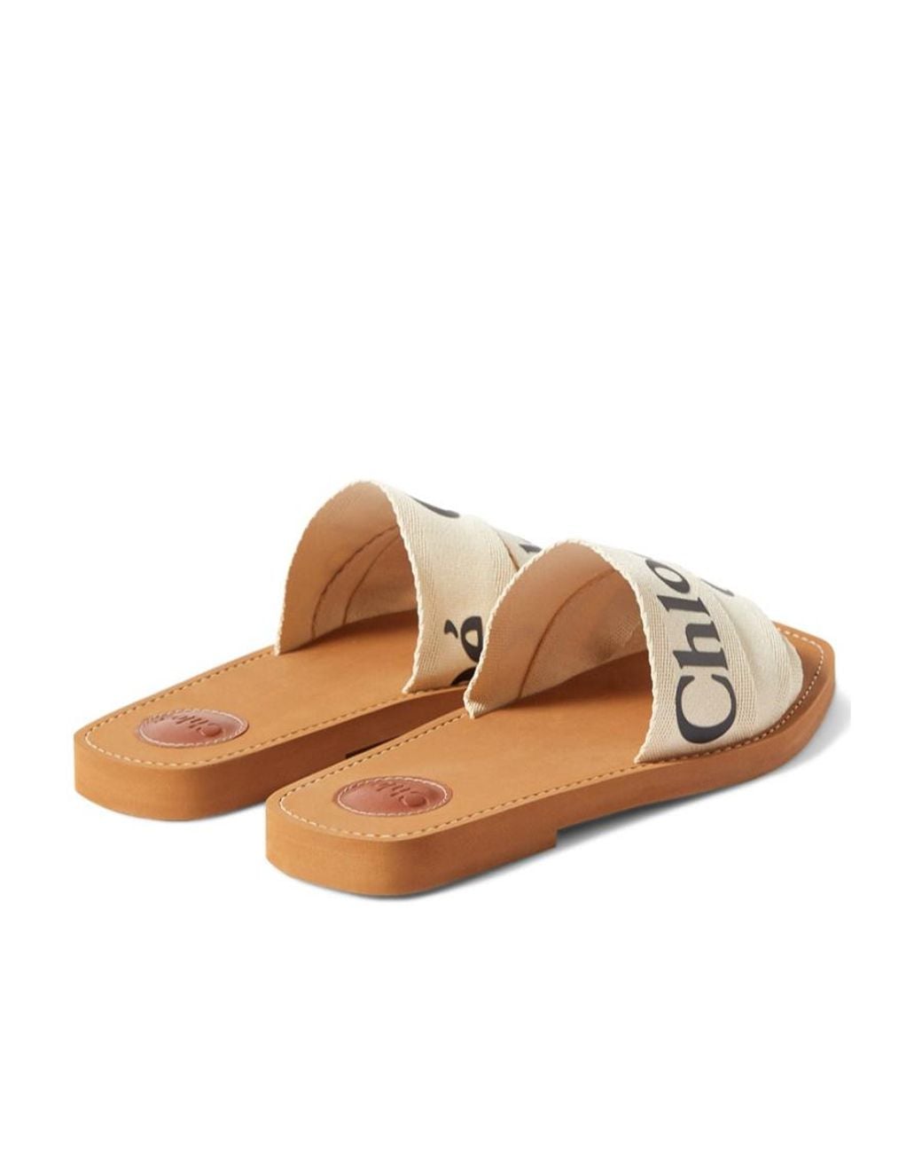 Chloé White Logo Slide Sandals
