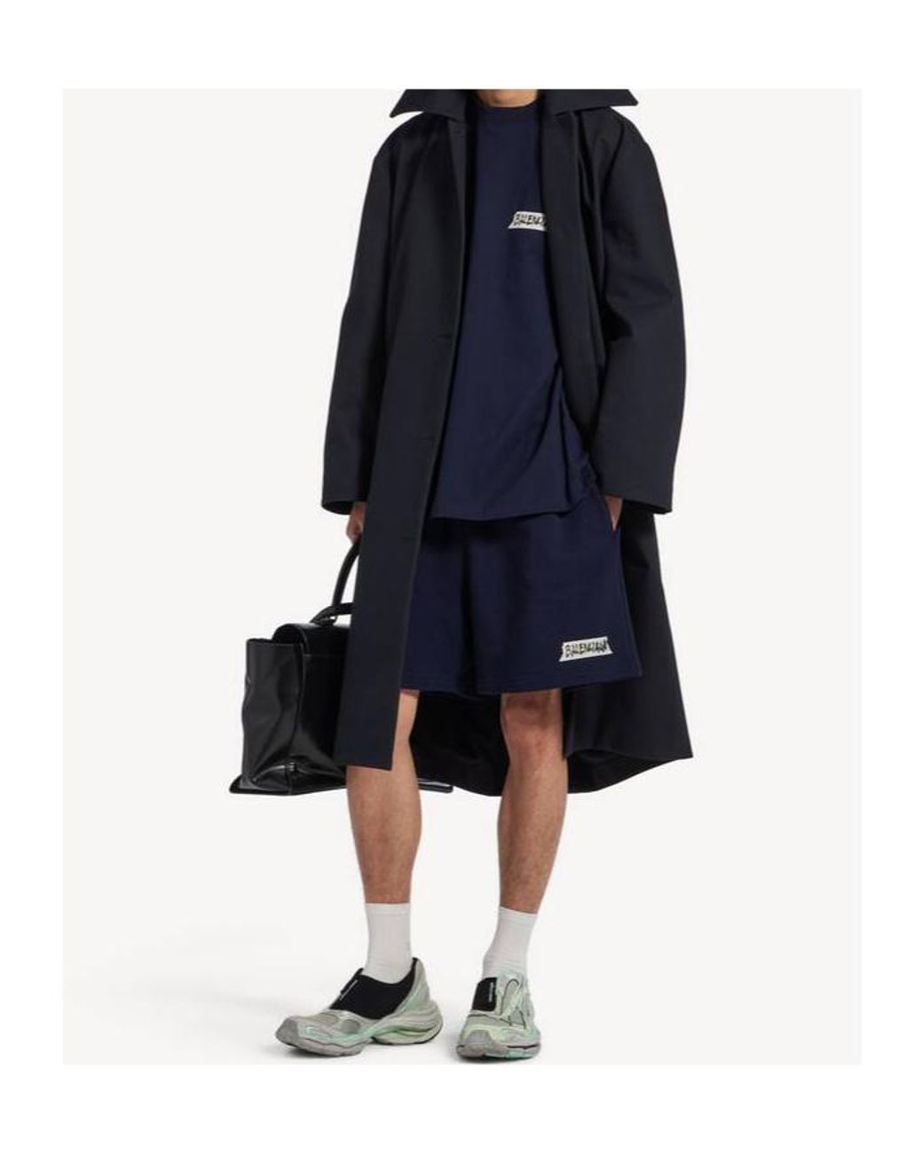 Balenciaga Blue Tape-Logo Medium-Fit T-Shirt for men