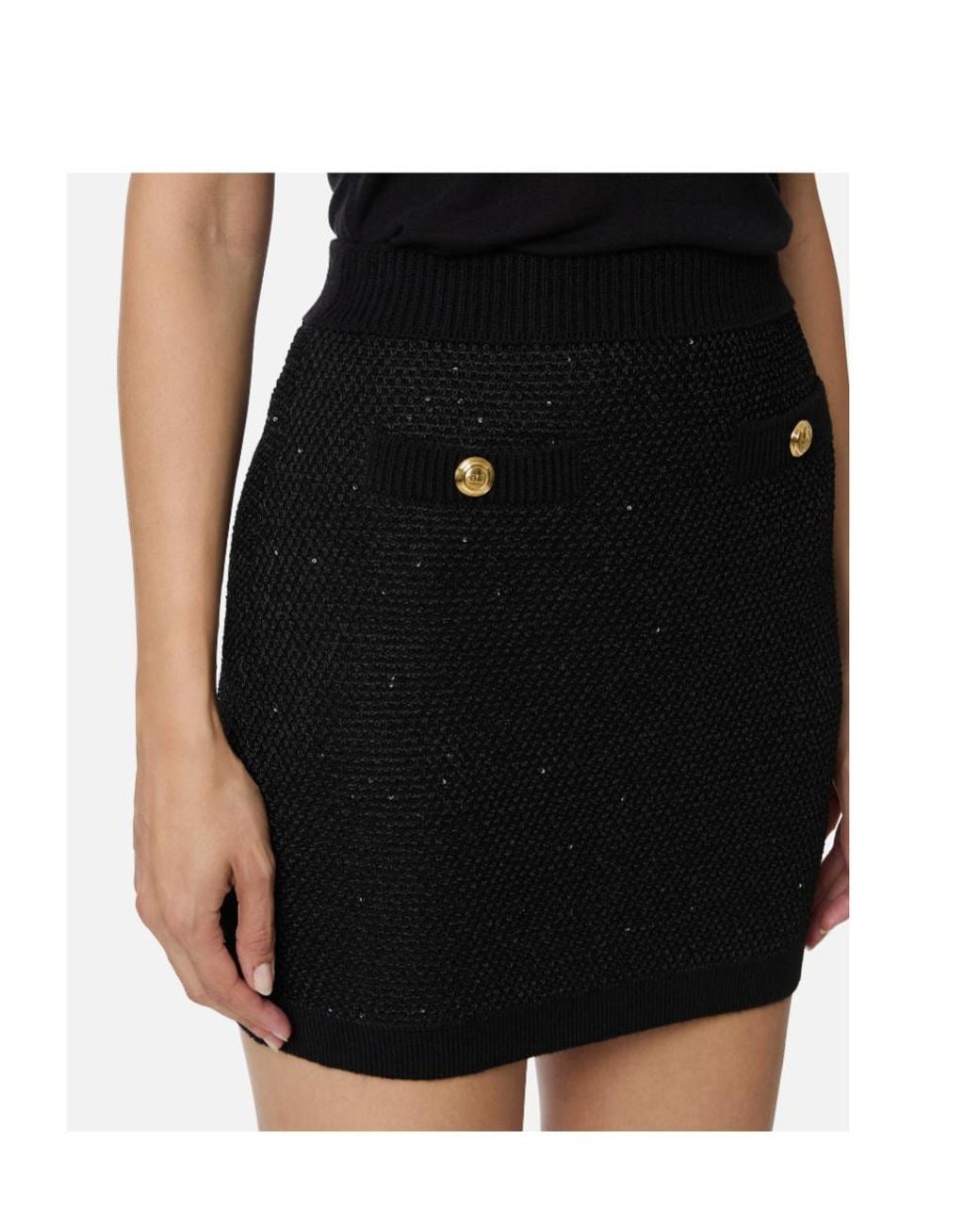 Elisabetta Franchi Black Sequinned Knit Skirt