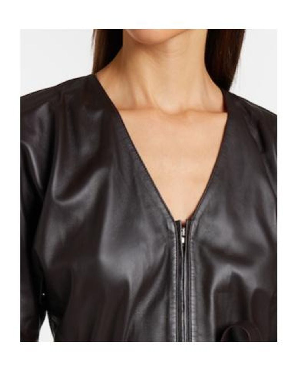 Victoria Beckham Black Leather Midi Dress