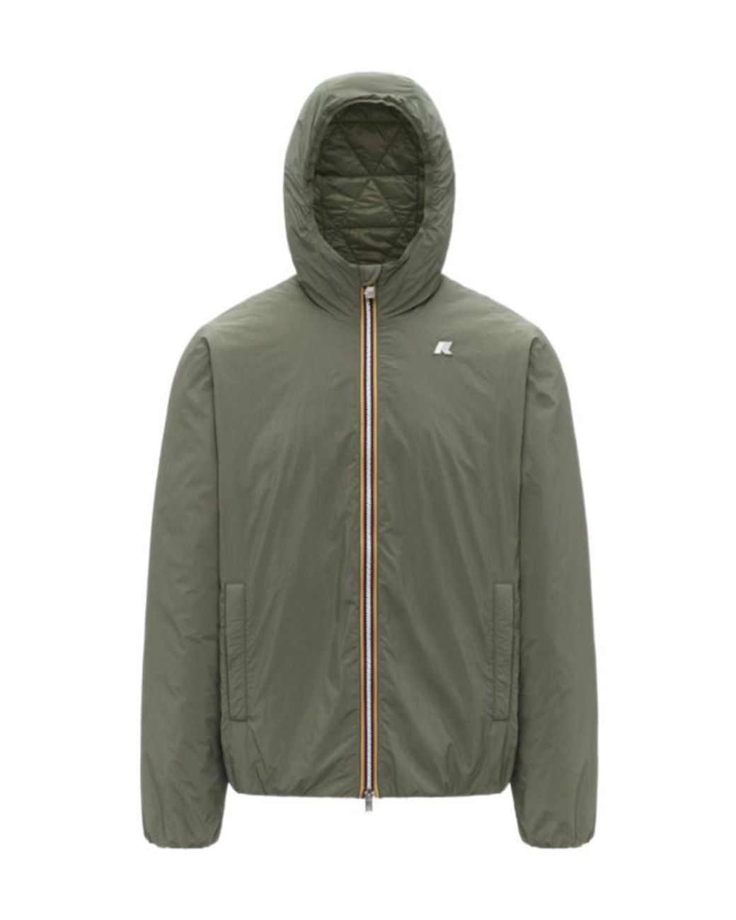 K-Way Green Plain Zip-Up Hooded Jacket for men