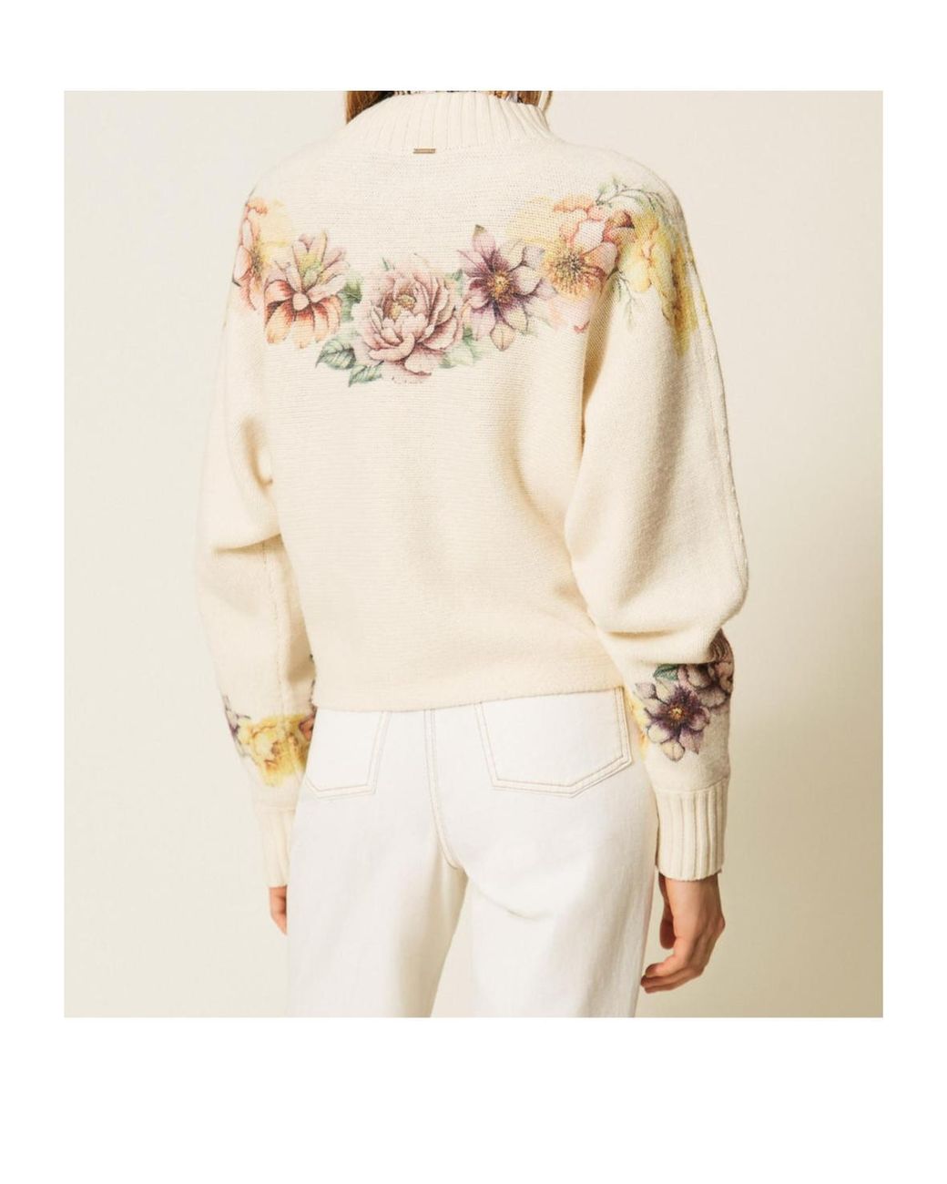 Twinset White Wool-Blend Jumper With Print