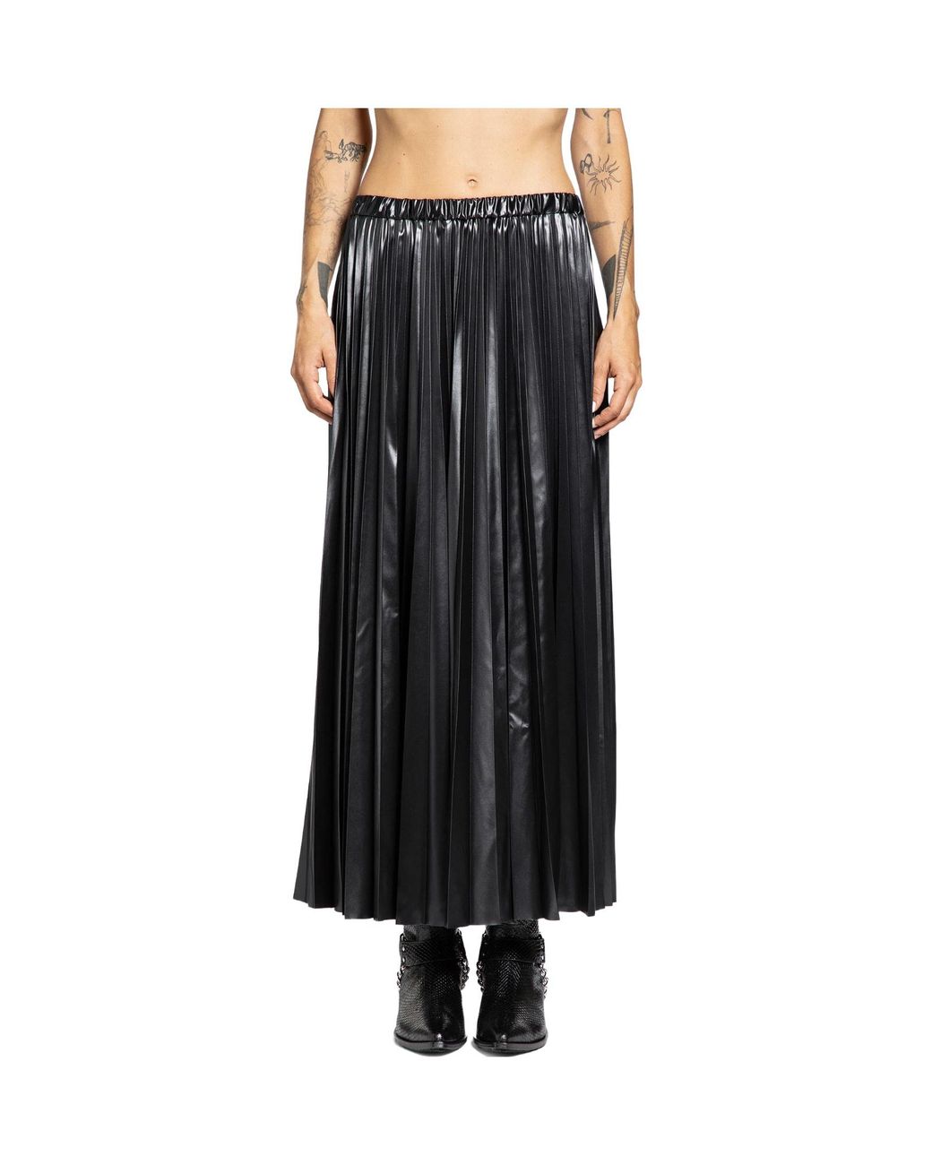 Junya Watanabe Pleated Maxi Skirt in Black | Lyst