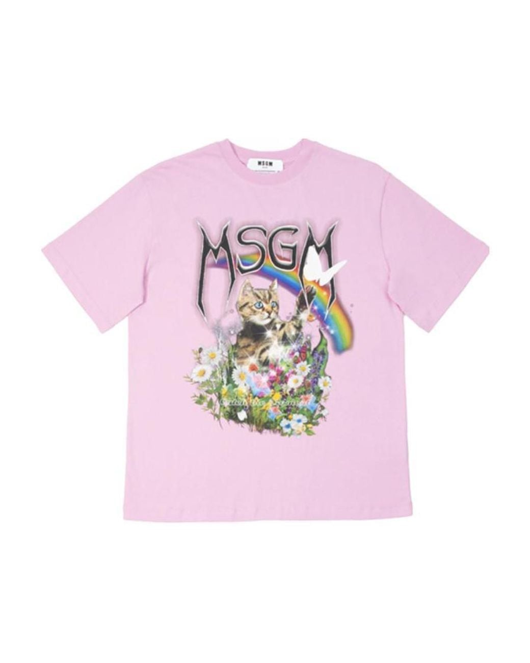 MSGM Pink Printed Short-Sleeved T-Shirt