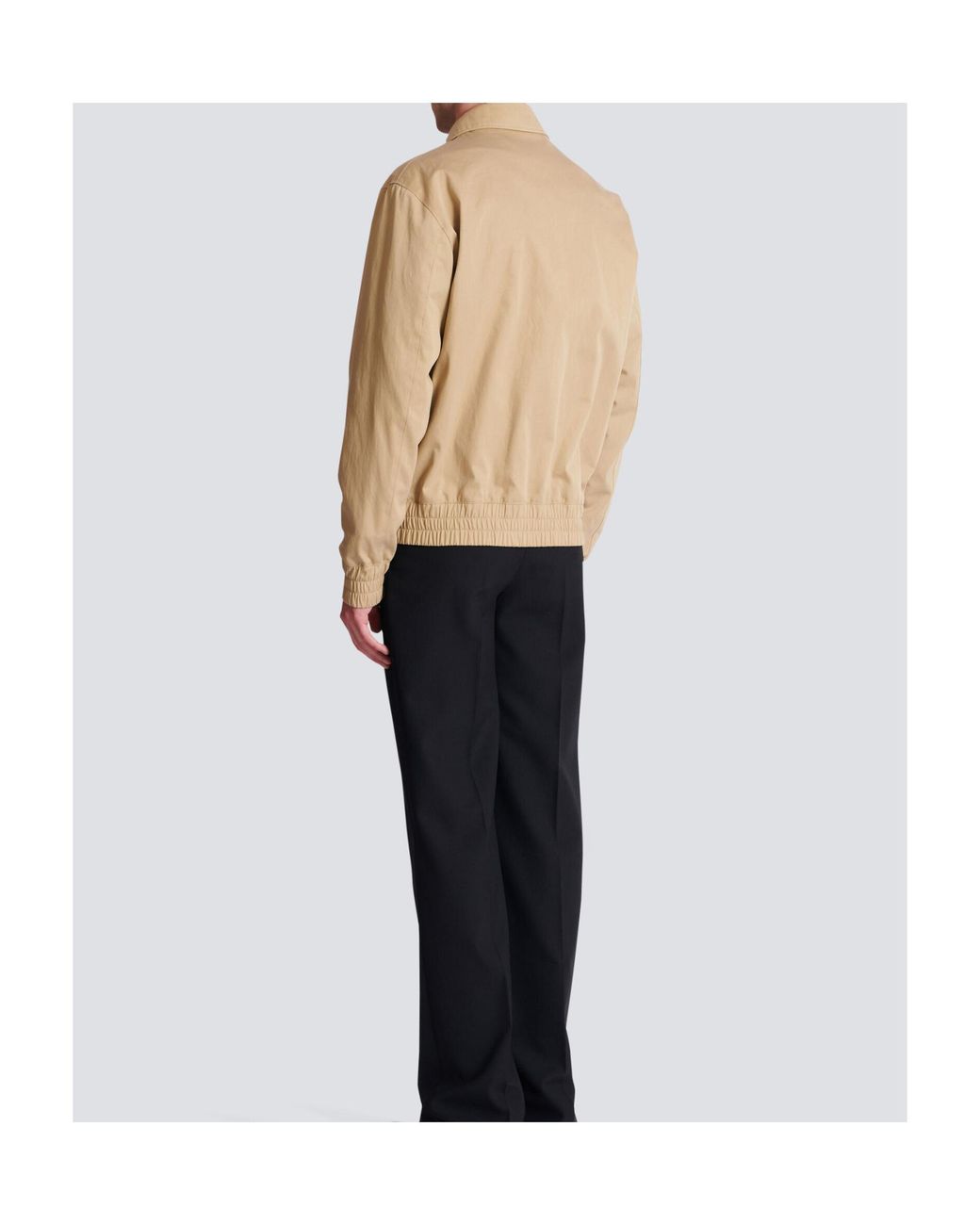Balmain Natural Paris Logo Embroidered Bomber Jacket for men