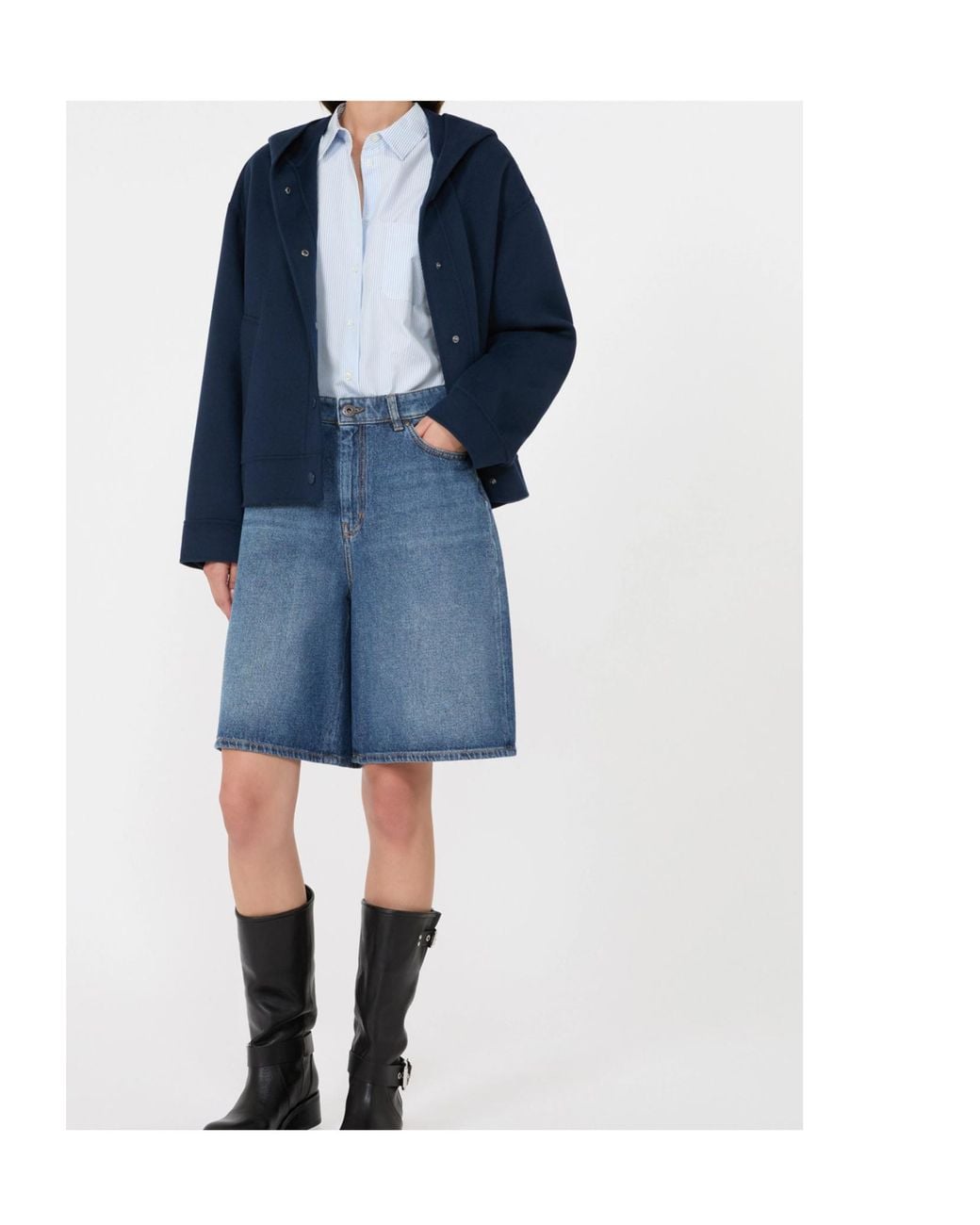 Weekend by Maxmara Blue Relaxed Fit Hooded Coat